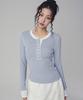 AVANDRESS Tilda Coverstitch Half Button Tee_5 Colors