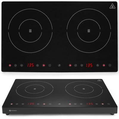 Justerbar induktionshäll med pekskärm, 2 värmezoner, Black Line, diameter 22 cm, 3500 W, Hendi 239414