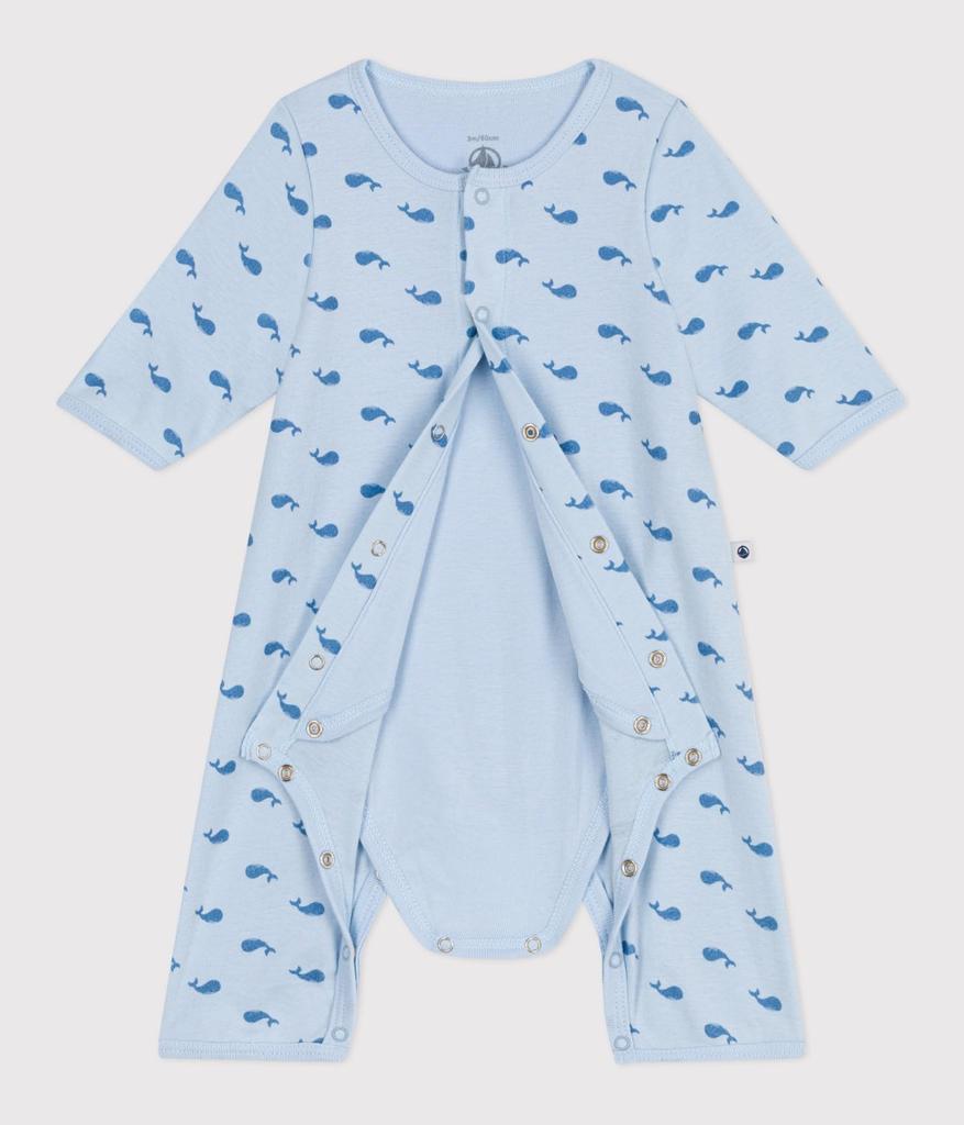 Bodyjama A0CIQ Light 12 Months 74cm [Petit Bateau] Blue/Blue