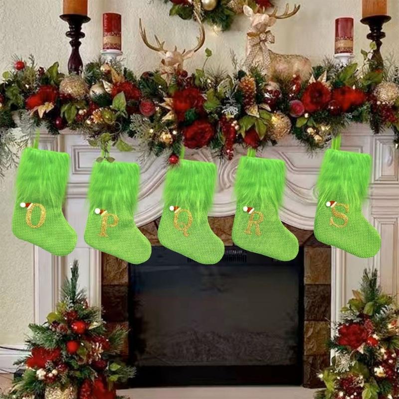Holiday Sock Durablility Hanging For Candy Gifts Holder Festival Decoration Classical Christmas Letter Knitted Stocking