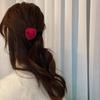 French Stain Rose Flower Elastic Hairbands Women Girls Hair Ropes Ties Flower Hair Scrunchies Ponytail Holder Hair Accessories