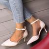 Fashion Comemore Women Pumps Sexy Shallow Mouth Hollow Pointed Toe High Heels for Women Solid Color Ankle Buckle Party Dress Heels Women
