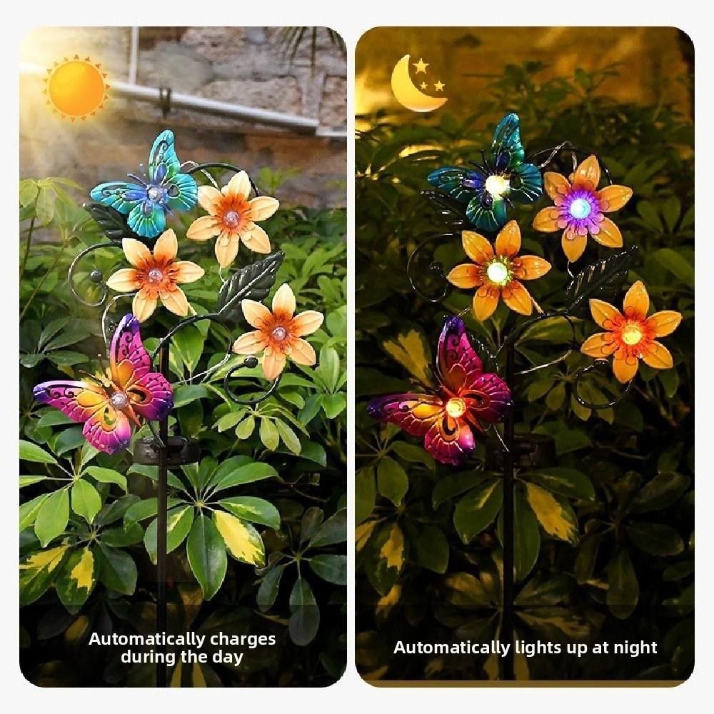 Realistic Solar Garden Floor Lamp Waterproof Solar Stake Light Landscape Lawn Lamp  House