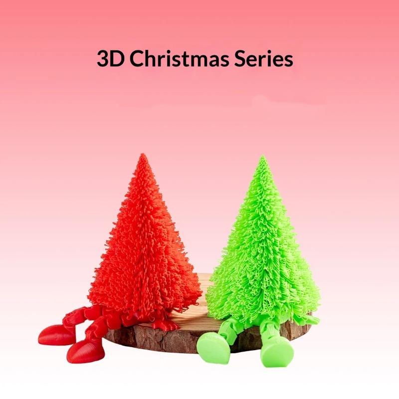 3D Printed Xmas Tree Figurine Movable Joints Eco Friendly Multi Colors for Christmas Party Table Decor Creative Holiday Gift