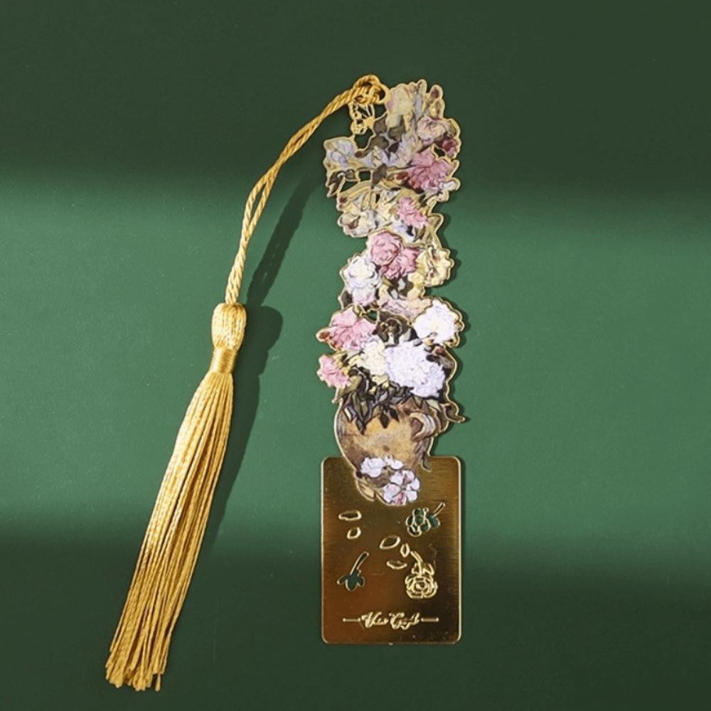 

New Hollow Design Book Page Clip Super-thin Floral Painting Metal Bookmark Sunrise Blossoms Beach Book Mark for Student Reading