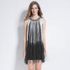 Robe Nouvelle Mode Col Halter Industrie Lourde Mode Irregular Gradient Robe à Franges Robe