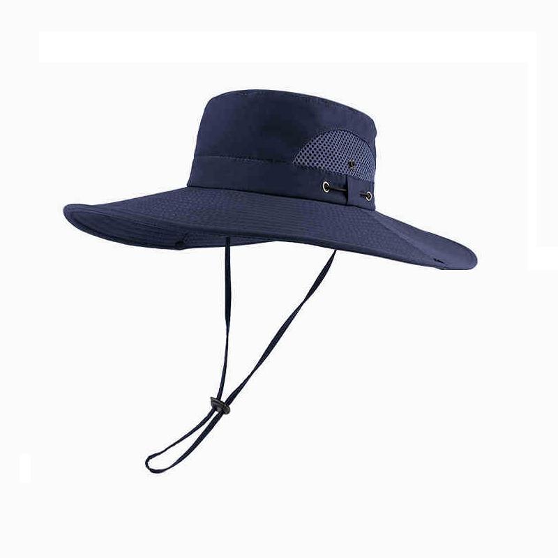

Oversize Panama Hat for Women & Men - Summer Beach Sun Protection Bucket Hat, UV400 UPF50+ Wide Brim Unisex Outdoor 55-59cm темно-синий