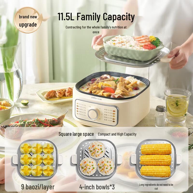 Bear 3-Tier Electric Steamer & Hot Pot CN plug (adapter included)