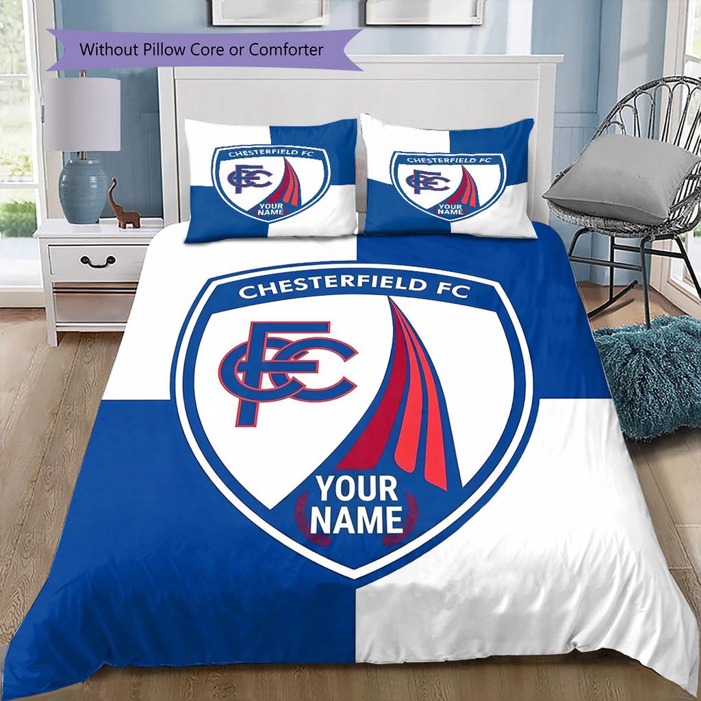 Chesterfield Fc Crest Custom Name Pattern Bedding Quilt Set Quilt Cover Pillowcase Home Birthday Gift(1 * duvet cover + 2 * pillowcase, without core)
