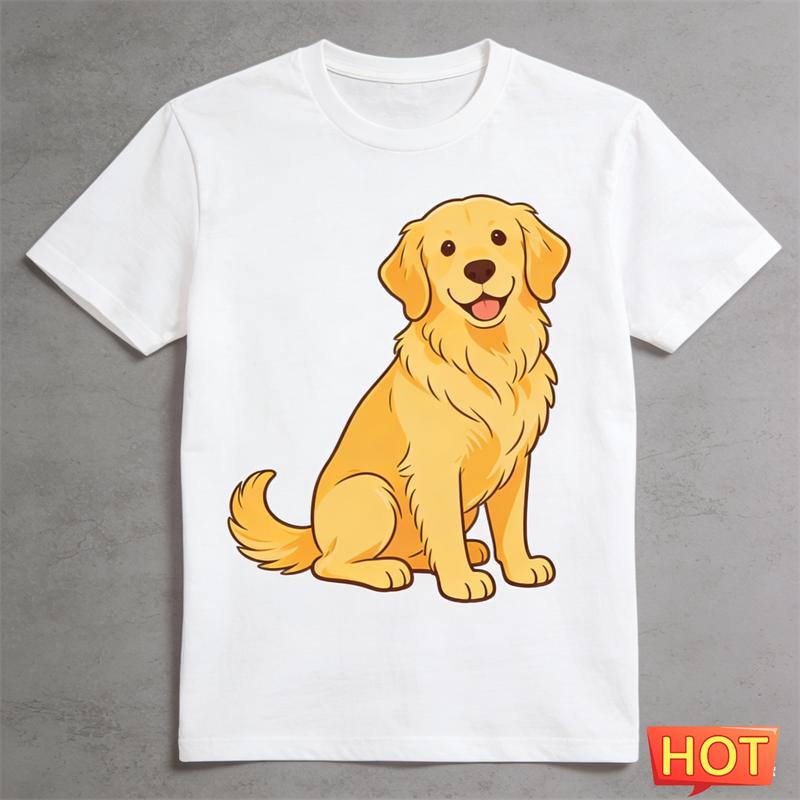 Summer Funny Cute Golden Retriever Graphic T Shirts Trendy Dog T-shirts Casual