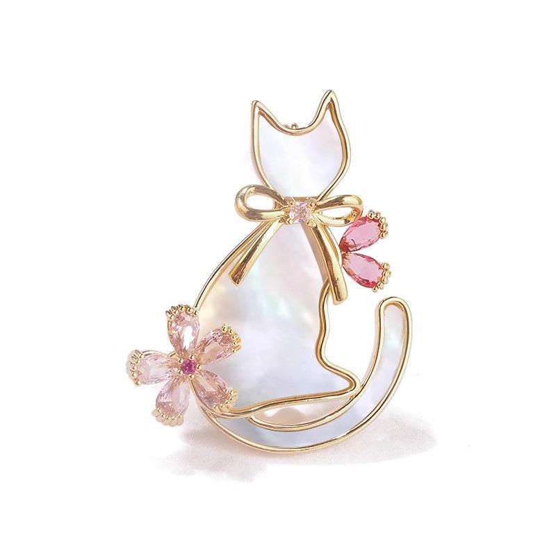 

Брошь Котенок Сакура, Модная и милая хрустальная брошь в виде животного с нишевым чувством дизайна для женщин