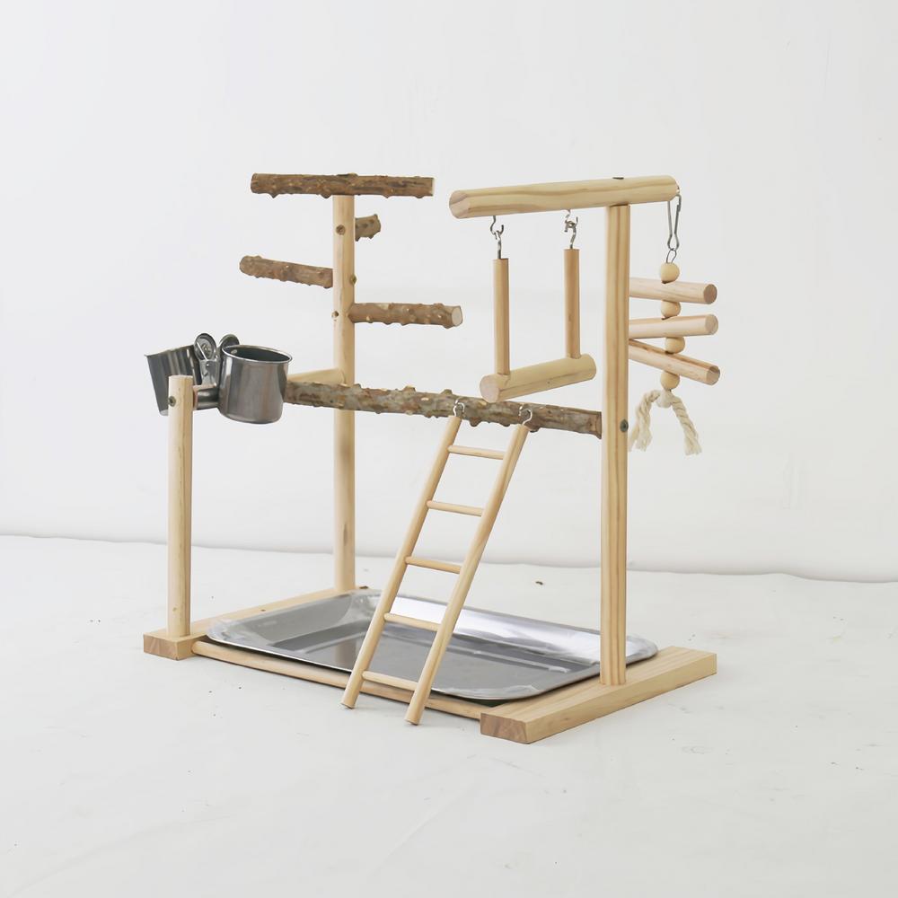 Parrot Play Gym Perch Gym With Tray And Cups Bird Perches Exercise Play Gym Bird Toys For Cockatiel Parakeet