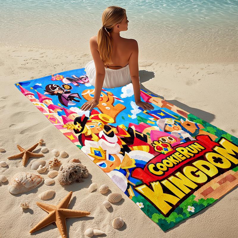 Custom Name Cookie Kingdom Stylish Digital Printing Beach Towel Quick‑Drying Absorbent Blanket for Beach Pool Gym Travel