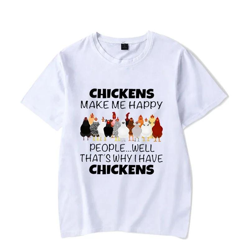 Men's T-shirt Chickens Make Me Happy People Well That's Why I Have Chickens Cartoon T Shirt Graphic Oversized Men Women Tshirt