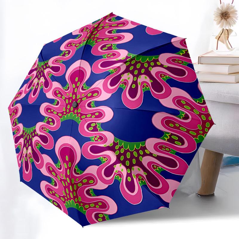 

1pc Psychedelic Pattern Automatic Folding Umbrella - Portable Collapsible, 8-Rib Durable Frame, Perfect for Outdoor Use, yy251218095