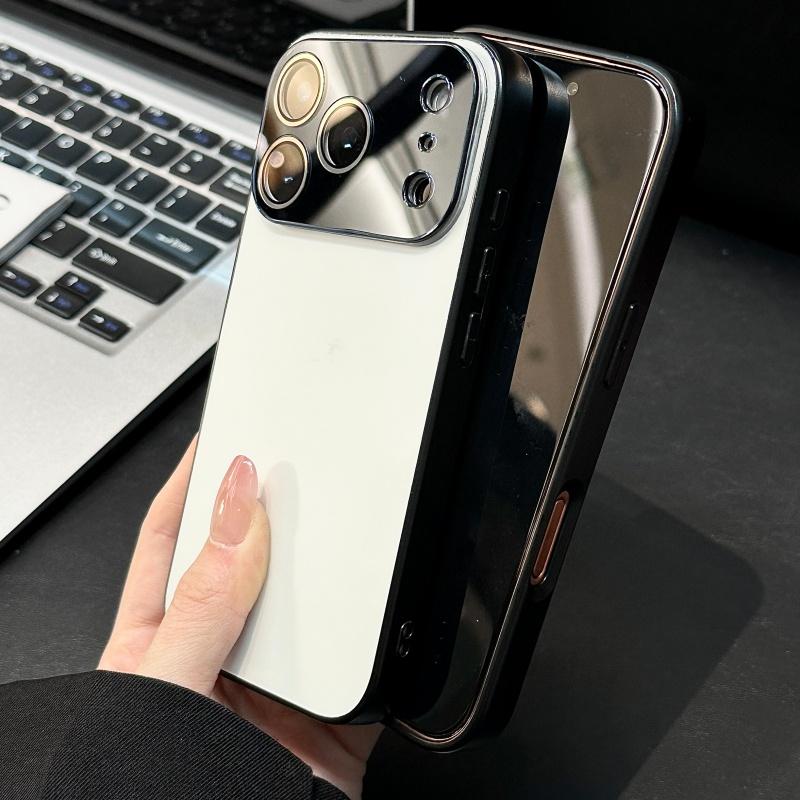 Luxury Crystal Large Window Case for iPhone 17 16 15 14 13 Pro Max 16Pro 17Pro Shockproof Armor Matte Back Bumper Rugged Cover