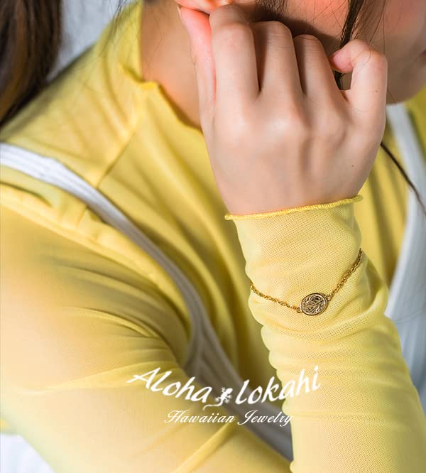 Hawaiian Jewelry Bracelet Accessories Stainless Steel Yellow Gold Oval Coin Gift Present Birthday Anniversary