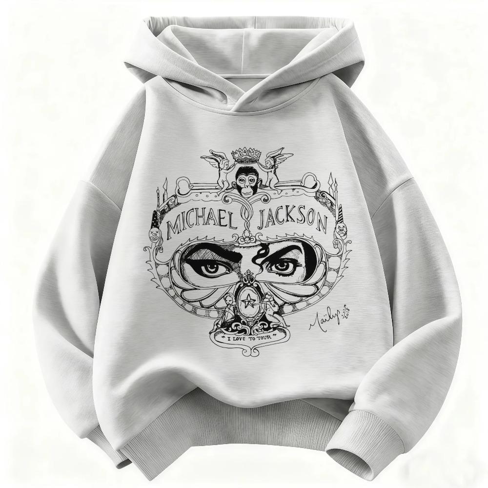 Felpa con cappuccio unisex con stampa Michael Jackson per bambini – Nuova Autunno/Inverno 2026 Felpa calda per bambini Top Grafico Icona Pop Retrò