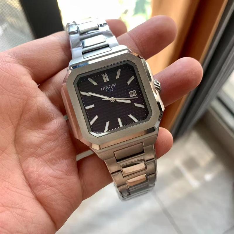 NIBOSI Luminous Square Man Watch Waterproof Business Men Watch Stainless Steel Quartz Luxury Men's Watches