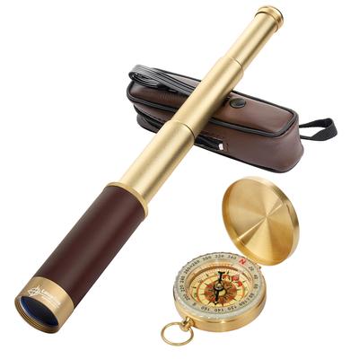 Laupha Pirate Vintage Cosplay Pirates of the with Compass for Outdoor Survival Telescope, Monocular, 25x30mm, Extendable, Compact, Portable, Kids'