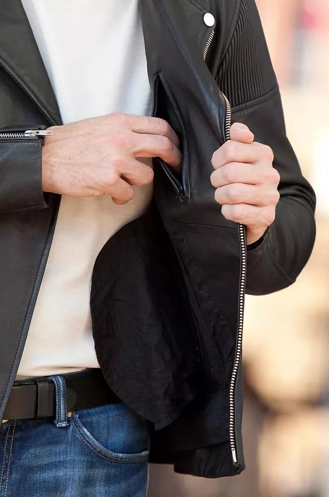 Genuine Handmade Black Leather Men's Biker Motorcycle Stylish Lambskin Jacket