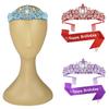 Fashionable 2pcs Rhinestones Tiaras Headband and Sash Hairpiece Hair Accesories for Women’s Birthday Party Accessories
