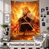 Wall Hanging Tapestry With Custom Name & Text, Demon Slayer Decorative Tapestry For Bedroom