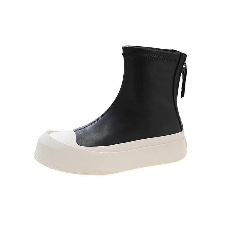 

Модная женская обувь 2024 года, высококачественные женские ботильоны, модные современные ботинки с застежкой-молнией сзади, новые женские туфли с круглым носком для женщин Zapatos 35 белый