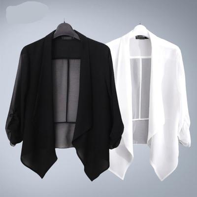 Women Cardigan Blazer Solid Color Long Sleeve Open Stitch Lapel Formal Business OL Commute Style Soft Breathable Thin Lady Coat