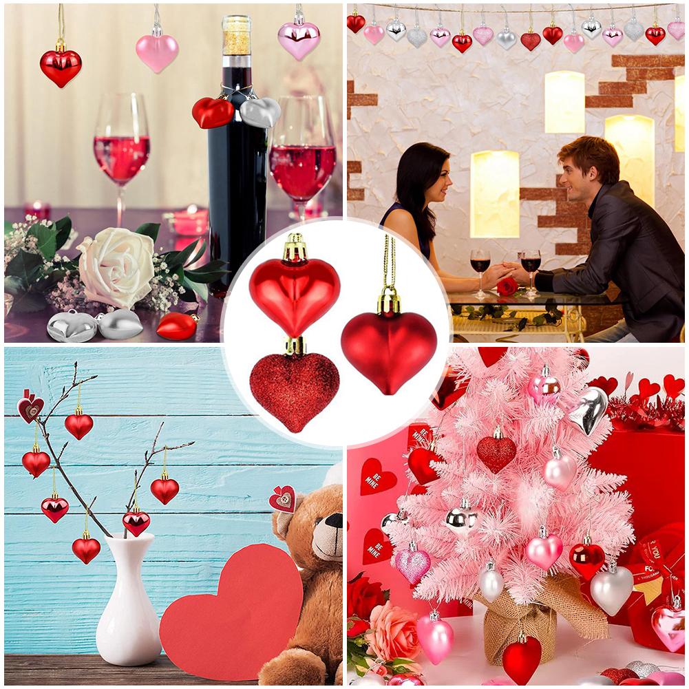 Valentine's Day gifts Balls Pendant Plastic Heart-shaped Decor DIY Ornament Party Year Supplies Ornaments New Home Gift X5U0