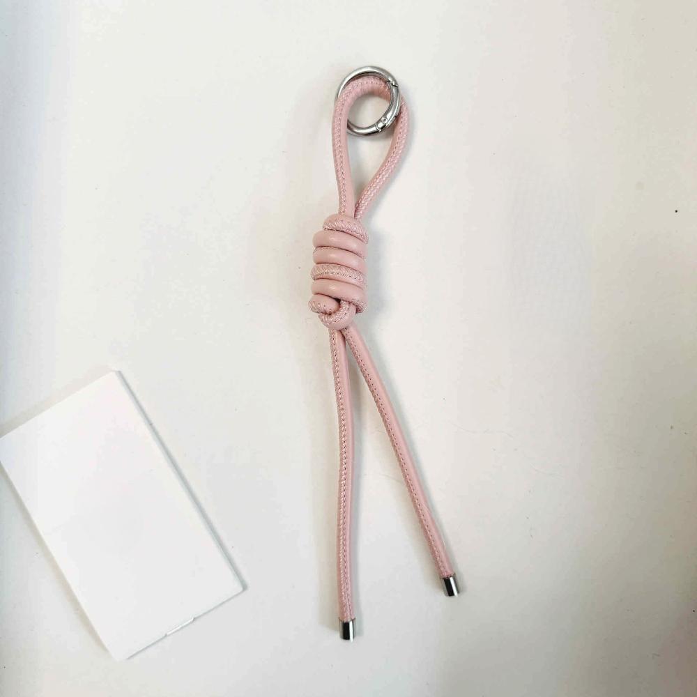 Beautiful PU Rope Knot Keychain Solid Color Thick PU Rope Art with Ring Clasp Woman's Handbag Pendants
