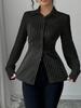 Women's Color Block Long Sleeve Shirt Casual Striped Detail Button Down Blouse