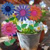 Metal Flower Garden Stake Planter Insert Flower Stake with Leaves Outdoor Decorative Stake for Yard Art Window Box Decor