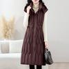Large size rhombus vest women's winter waist season down cotton jacket medium length over the knee new European vest fat mm