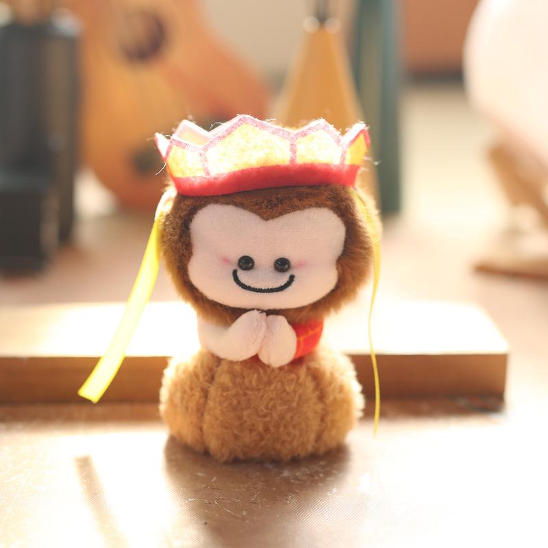 Cute Cute Wukong Lotus Little Monkey Pendant Plush Toy Doll Cartoon Bag Hanging Keychain Rag Doll
