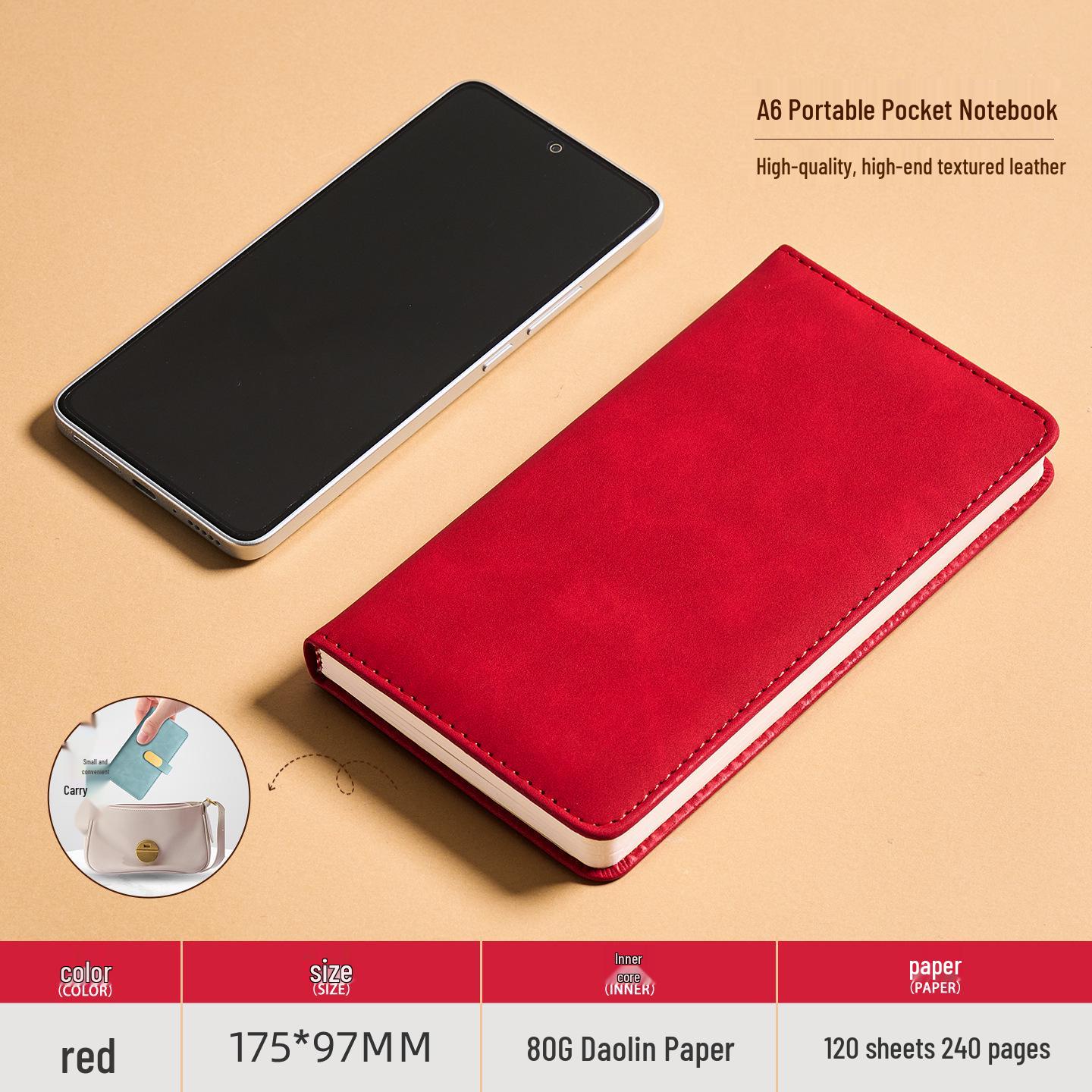 A6 PU Leather Pocket Notebook - Portable Business Diary with Custom Logo