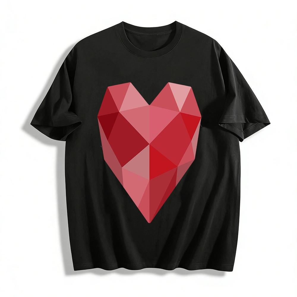 Heart Print Casual Top Fashion Graphic Tee For Men Women Pure Cotton T-shirt