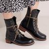 Plus Big Size 34-48 Combat Boots Side Zipper Women Boots Casual Cross Strap Short Boots Cowboy Boots Ankle Boots for Women