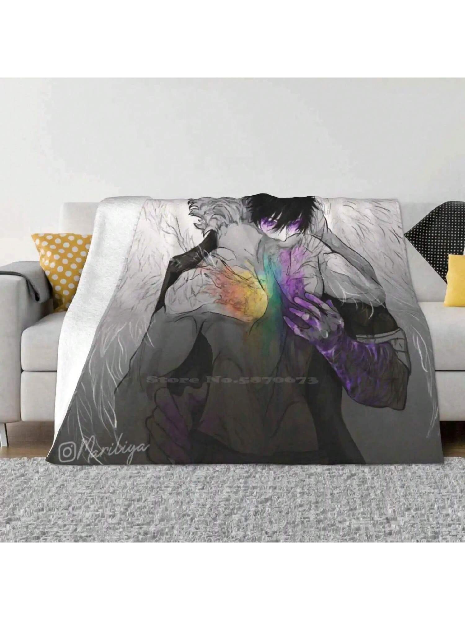 

Dabihawks Lgbt Pride Super Warm Soft Blankets Throw On Sofa_Bed_Travel Dabihawks Boku No Hero Academia Hotwings Mha Anime 75X95CM сірий колір