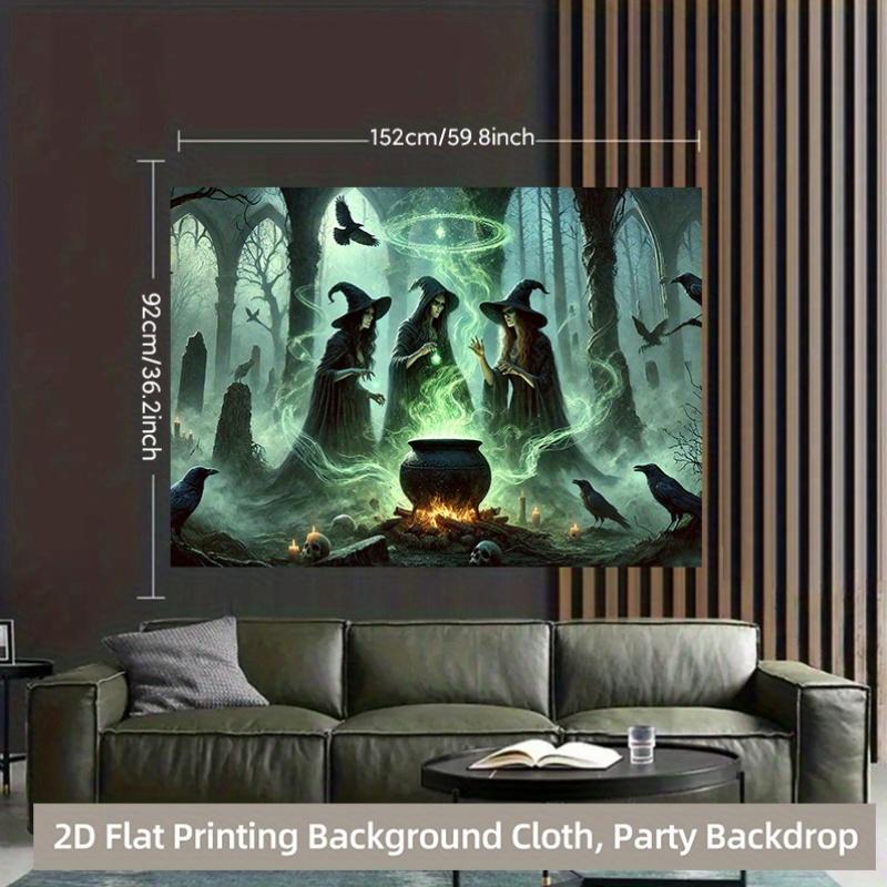 1 piece of 2D background fabric, witch's mysterious spellcasting polyester background banner for night in the forest.zyc