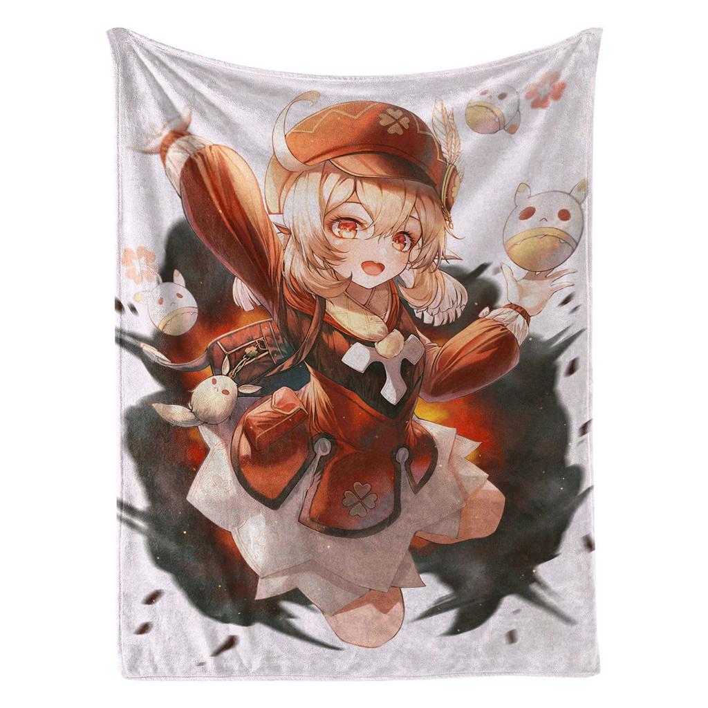 Genshin Impact Klee Cartoon Cute Blanket Cover Warm Soft Anime Flannel Knee Lanket Multifunctional Decoration Universal Blankets