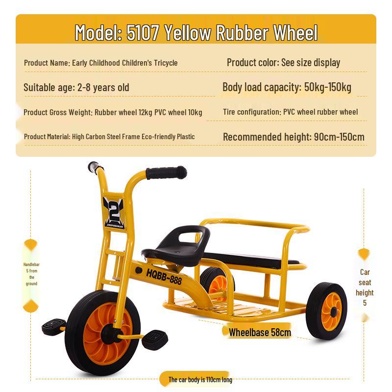 Kindergarten-Dreirad für Kinder 2-8 Jahre - Outdoor-Pedal-Fahrrad für Kleinkinder mit Eltern-Kind-Funktion