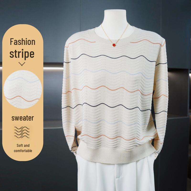 Xihui Women s Striped Round Neck Long Sleeve T-Shirt L