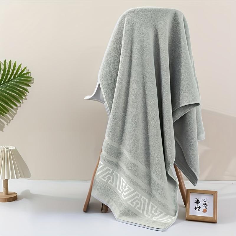 

32-Strand Pure Cotton Adult Bath Towel 27.56x55.12inch Vintage Ethnic Style Thick Quick-Drying Unisex for Home Bathroom Use темно серый