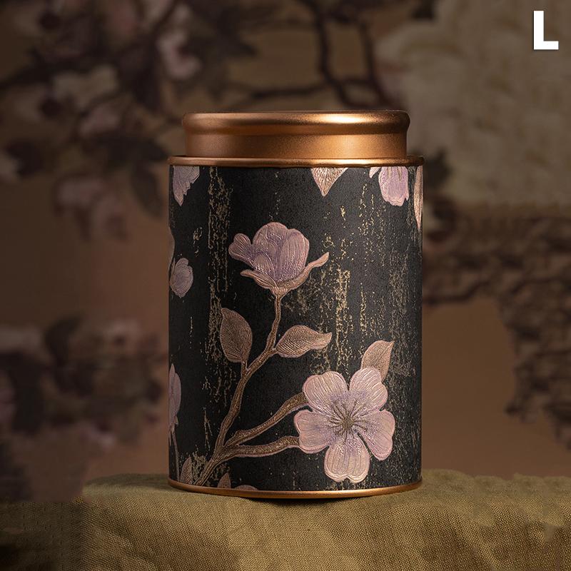 Kitchen Sealeds Canister Chinese Style Tea Box Convenient Exquisite Flower Prints Round Tea Tin Tea Storage Snacks Storage Box
