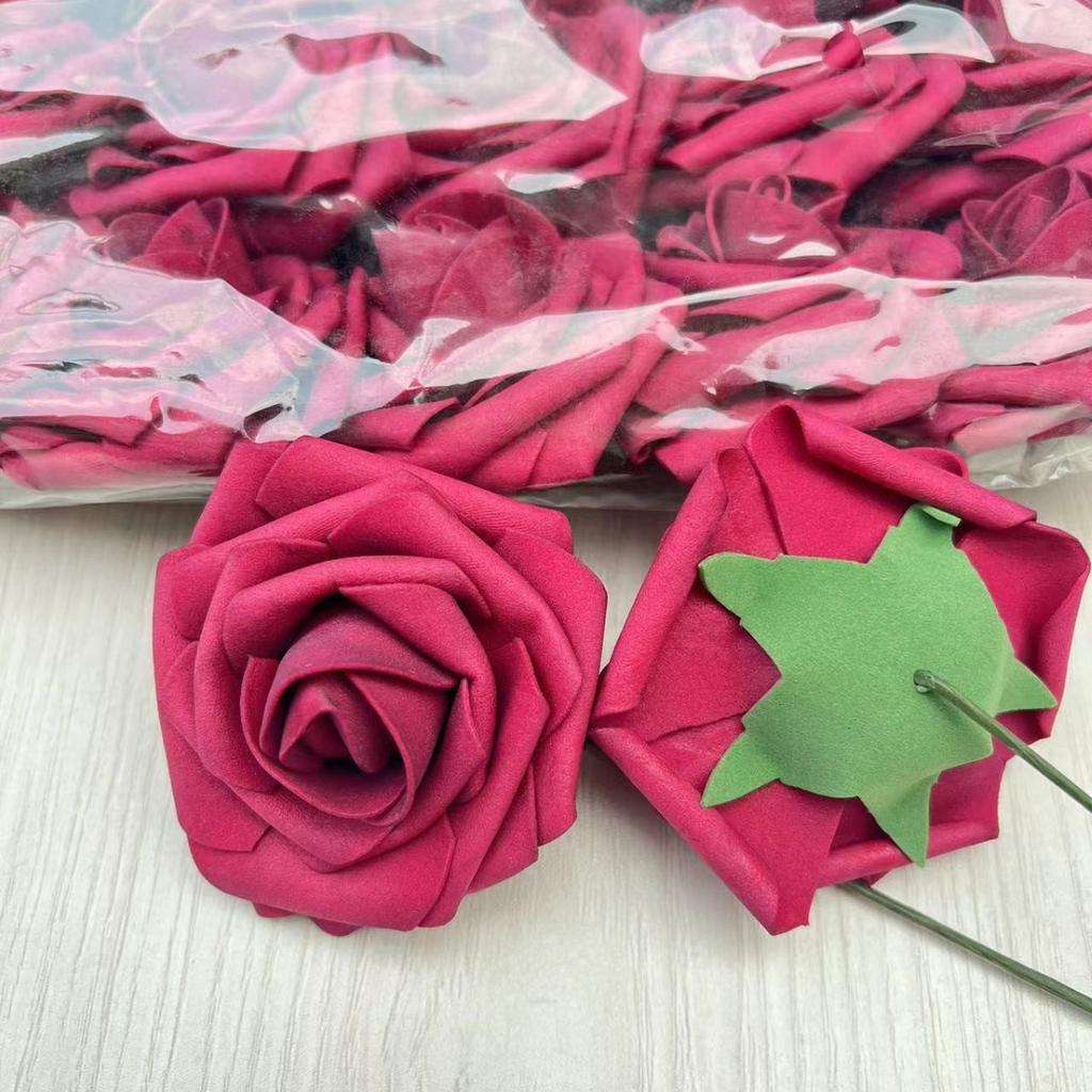 Gefärbte Pe-Schaumstoff-Blütenköpfe Hohe Imitation Farbverlauf Farbe Rose Valentinstag Bogen Handstrauß Material