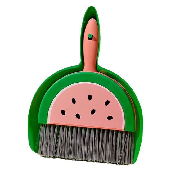 Small Broom Dustpan Set Fruit Themed Anti-scratch Desktop Crumb Sweeper Glass Piano Surfaces Fine Dust Debris Handheld Broom
