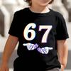 Cute Meme T-Shirt for Boys Girls Childrens Six Seven Funny Kids Y2k Tees Tops 67 Brainrot Print Round Neck Short Sleeve T Shirt