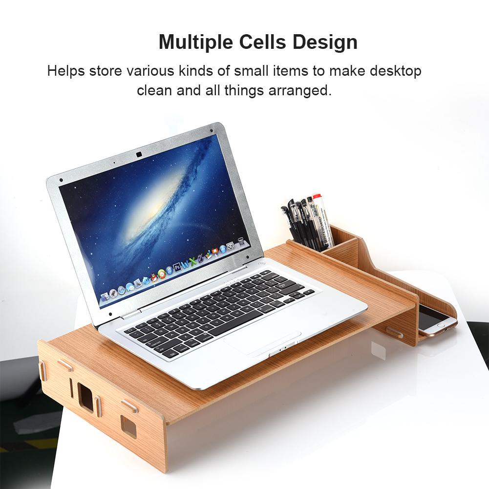 Buy Solid Monitor Stand Organizer High Density HDF Board Desktop ...