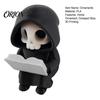 Black And White Skull Decor Dark Style Halloween Ornament, Mini 3D Printed Hooded Compact Desk Decoration Exquisite Details Sculpture, for Bookshelf